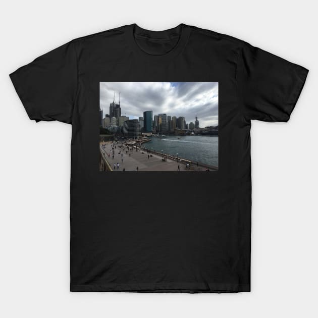 Sydney Harbor under an overcast sky T-Shirt by Dturner29